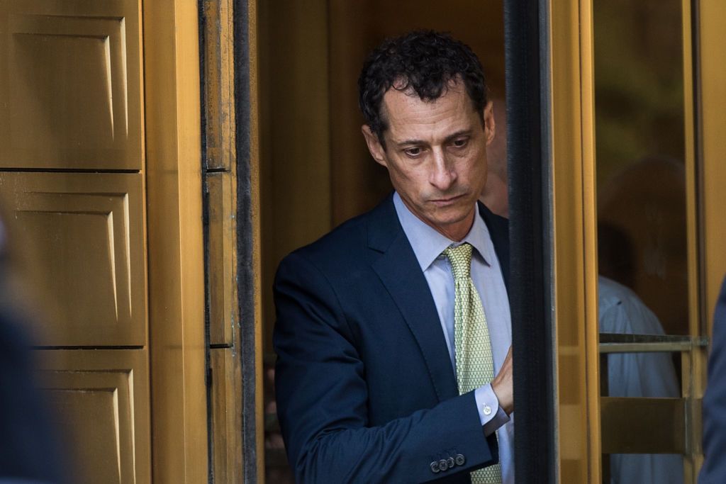Former Rep. Anthony Weiner leaves Manhattan Federal Court, September 25, 2017 (Getty Images)